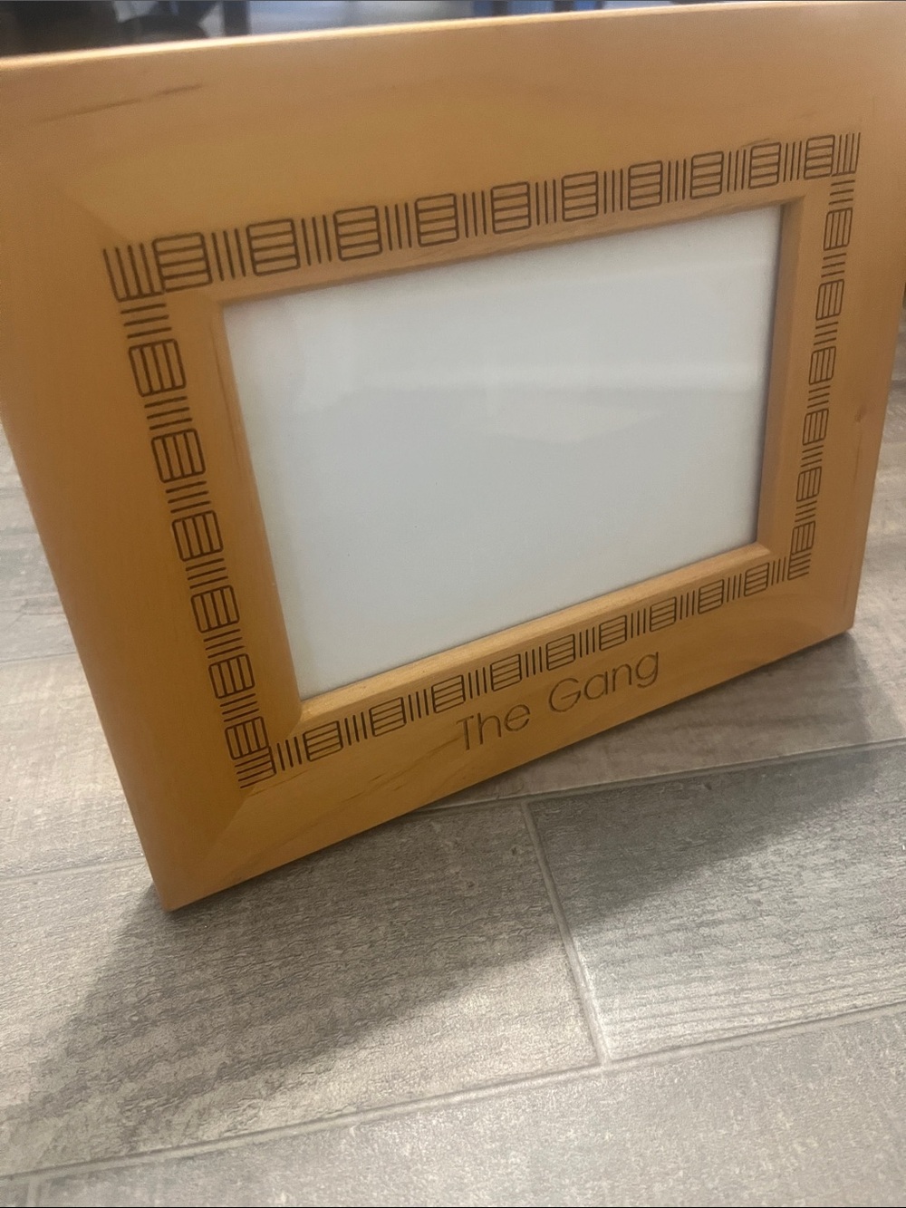 Engraved Wooden Picture Frame in Honey Brown